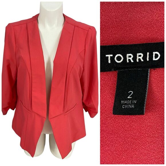 Torrid Blazer Womens 2X Orange Jacket Work Office Minimalist Basic Capsule - Picture 1 of 15